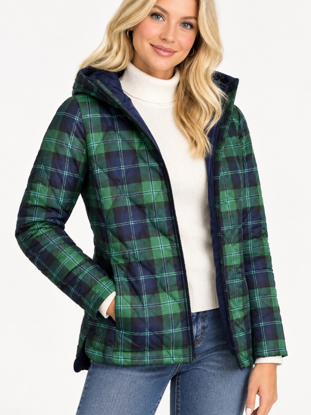 Lands' End  Print FeatherFree Quilted Insulated Jacket